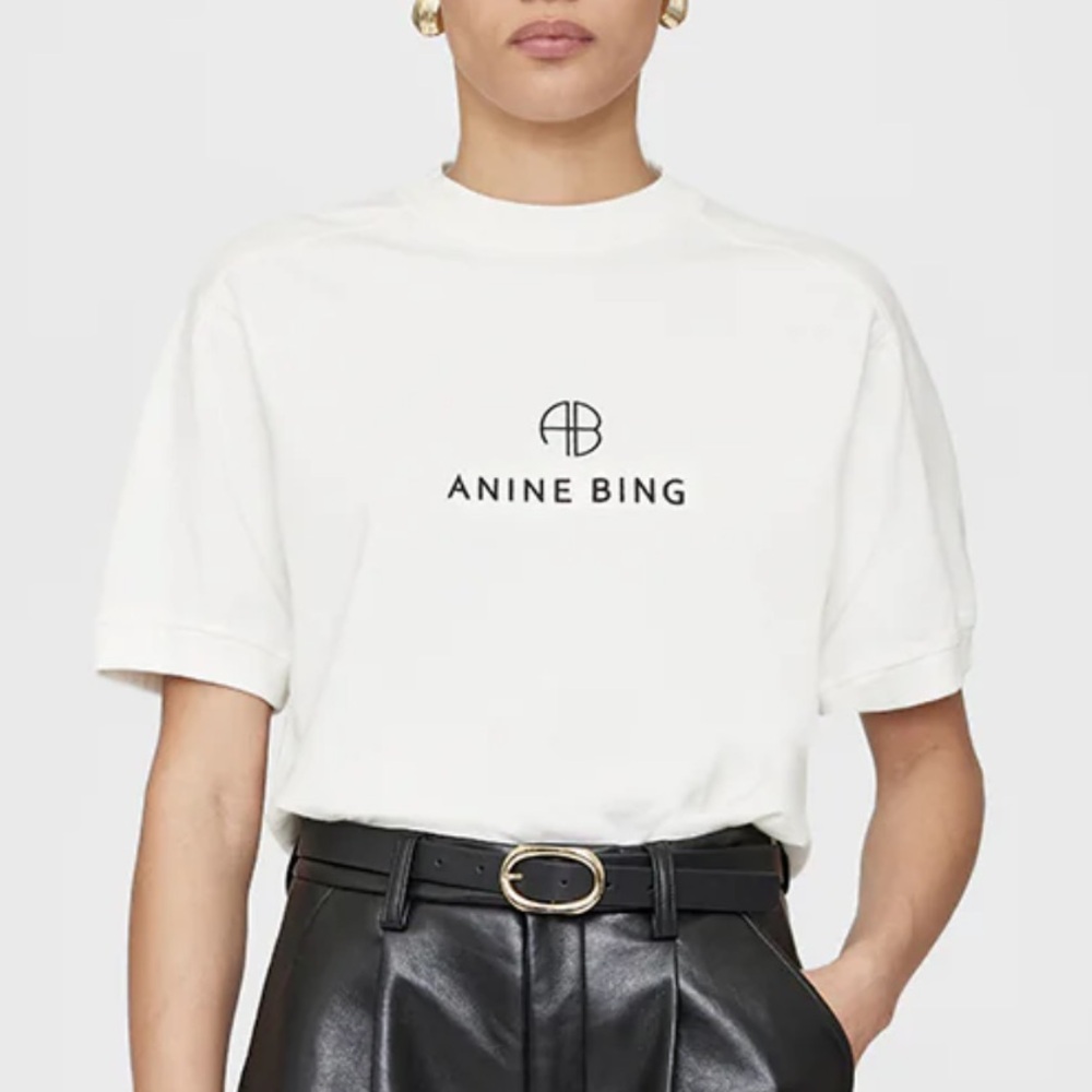 NEW NWT Anine Bing JAYLIN TEE MONOGRAM